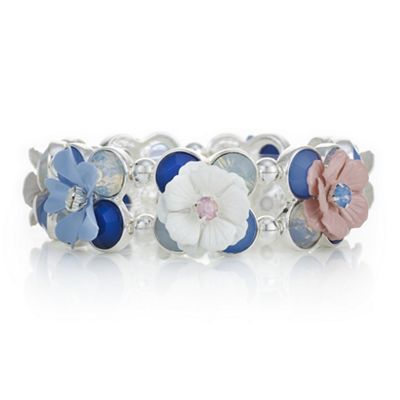 Blue crystal flower statement bracelet